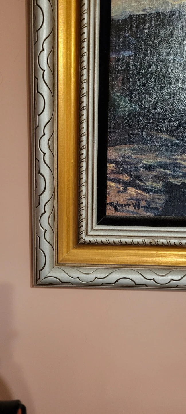 Large Seascape Painting with Gold Frame - photo 2