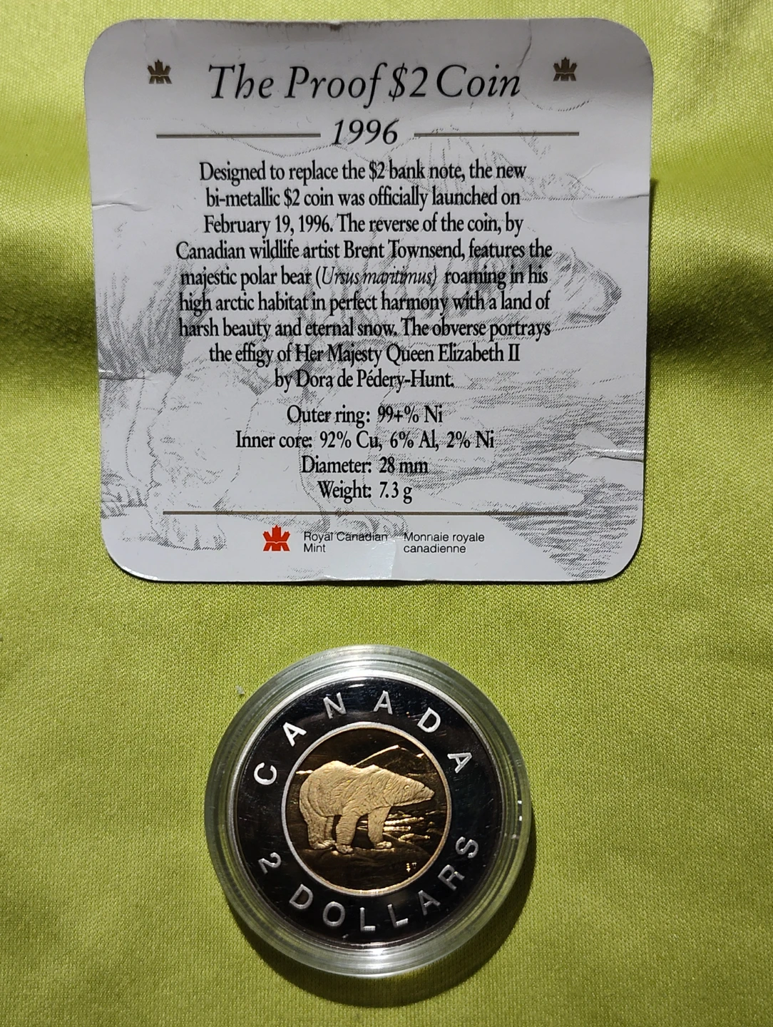 1996 Royal Canadian Mint Proof $2 Coin - photo 3