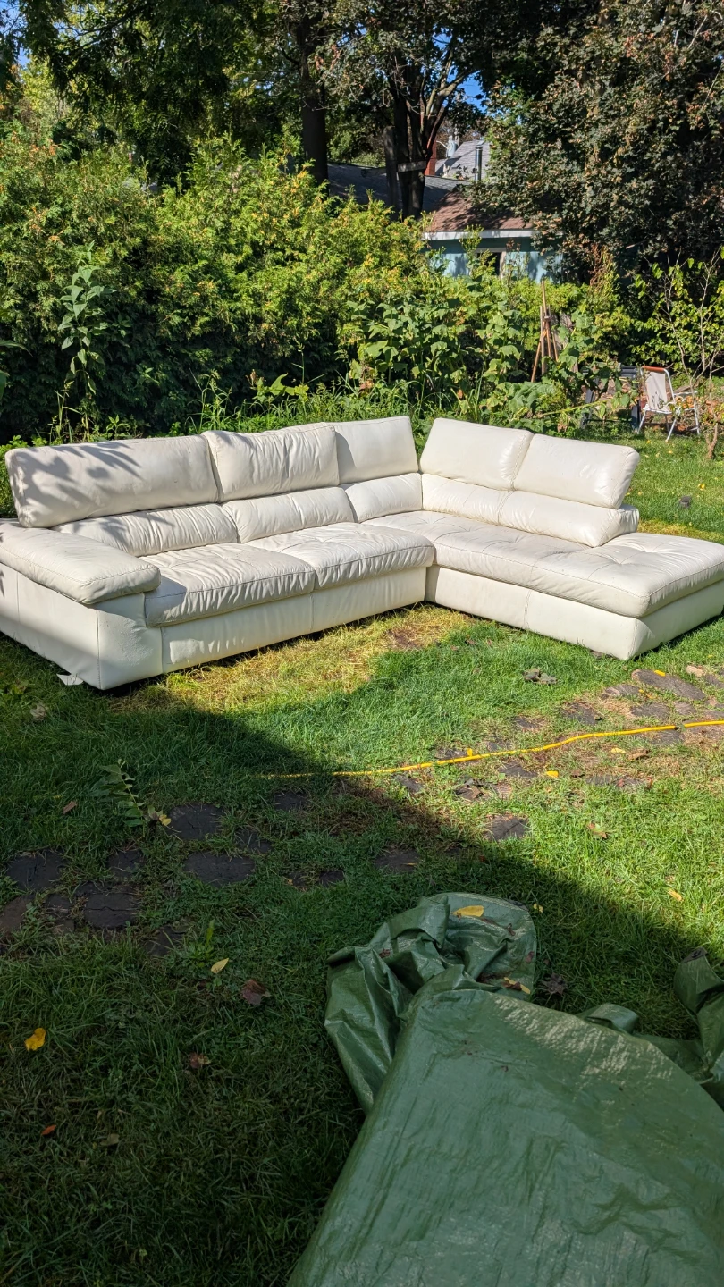 White Leather Sectional Sofa - photo 2