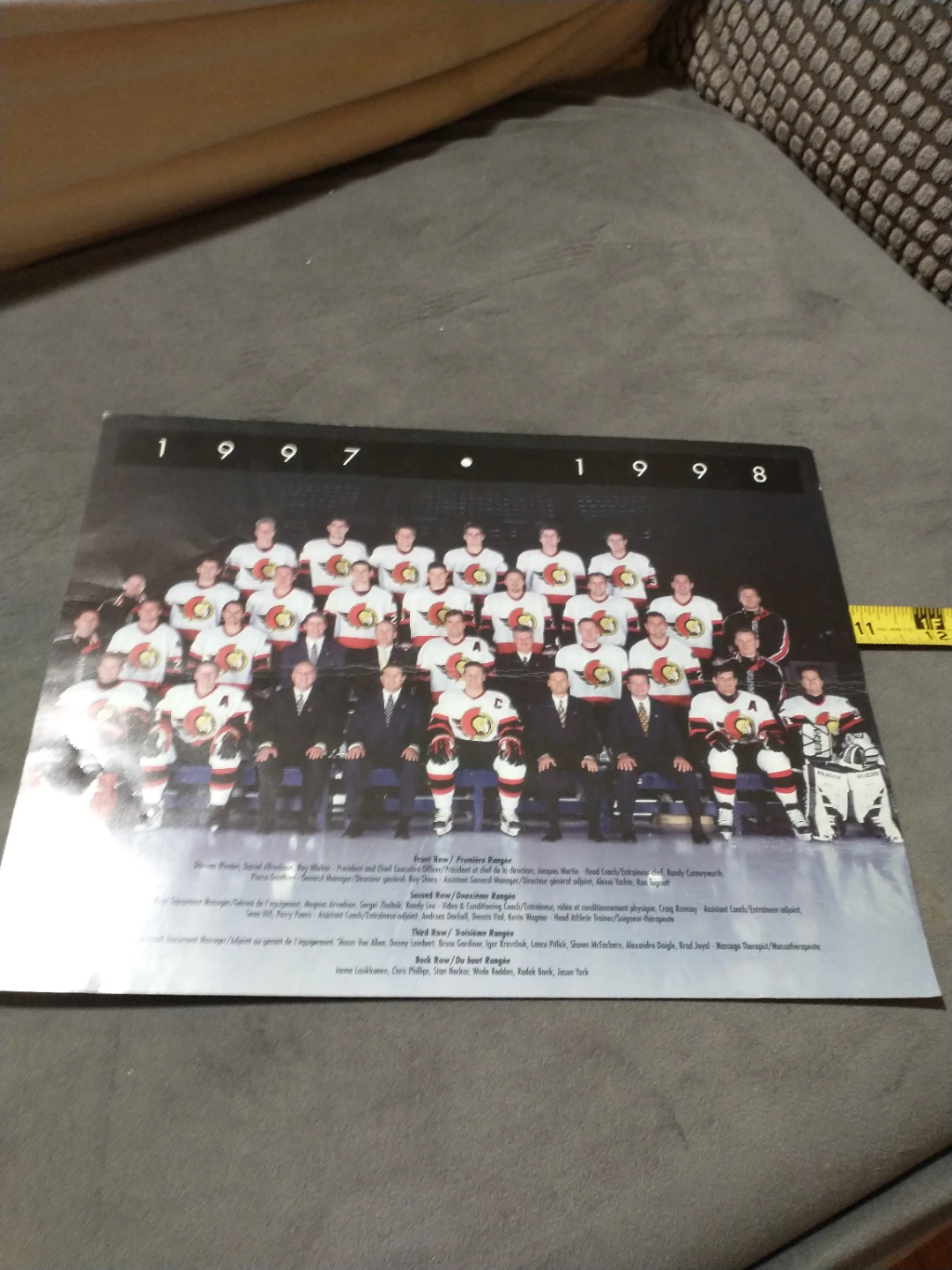 Ottawa Senators 1997-1998 Team Picture 8 1/2 x 11" - photo 2