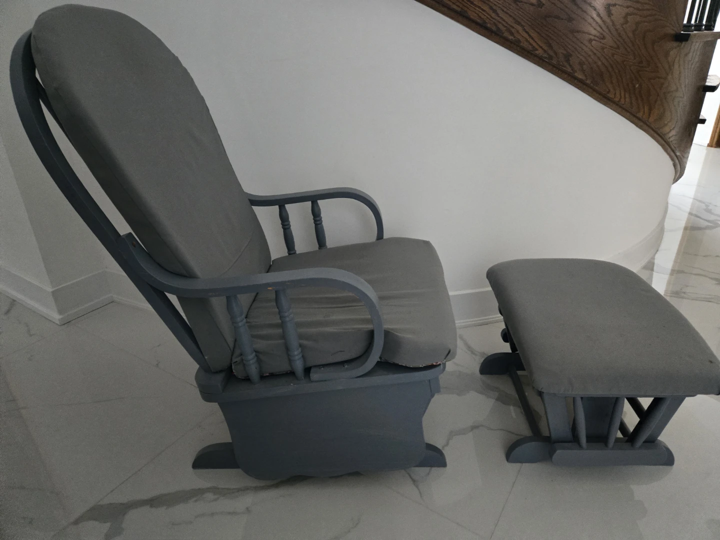 Grey Glider Rocking Chair with Ottoman