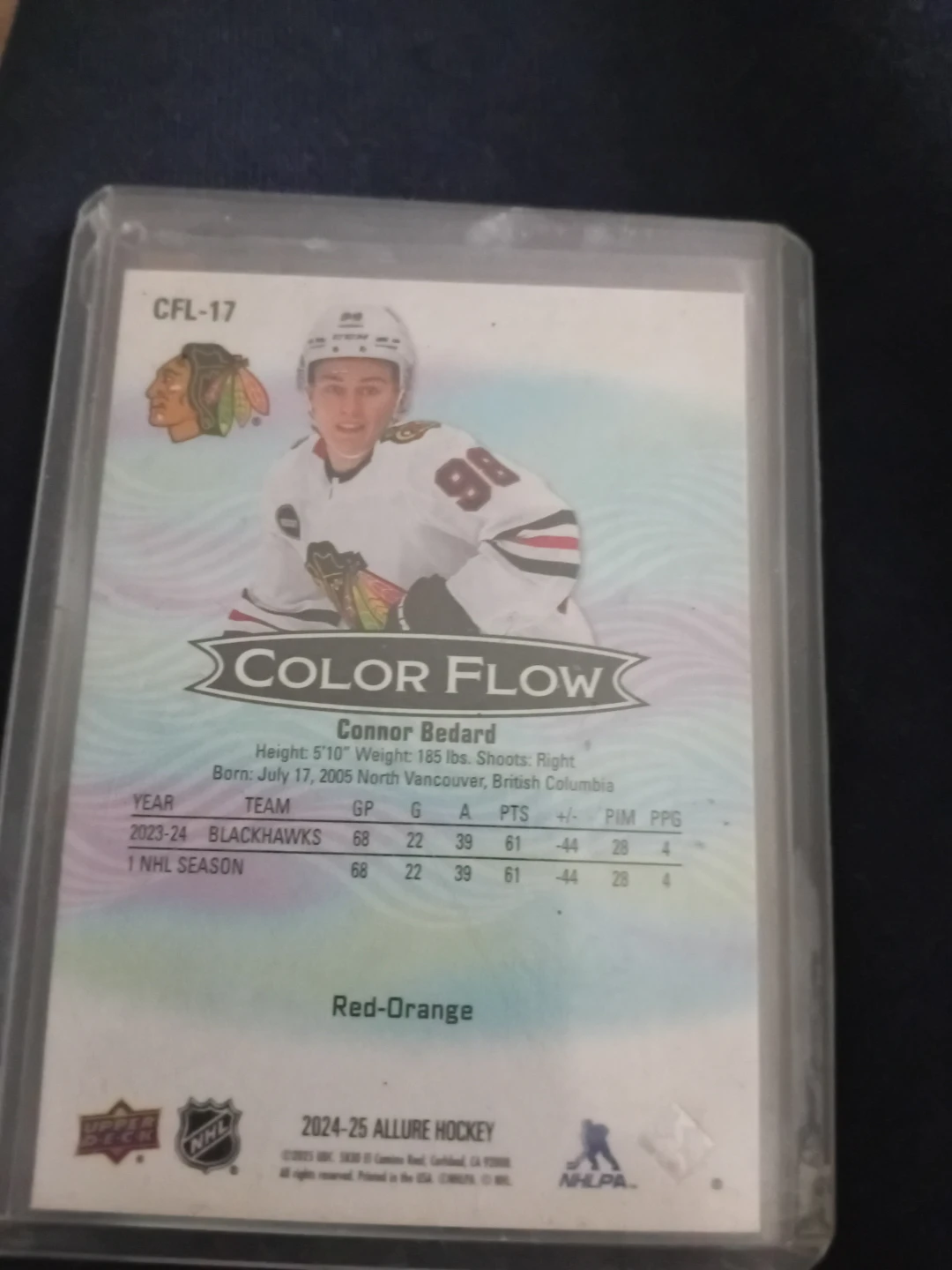 Connor Bedard 2024-25 Allure Color Flow Red-Orange Card - photo 2