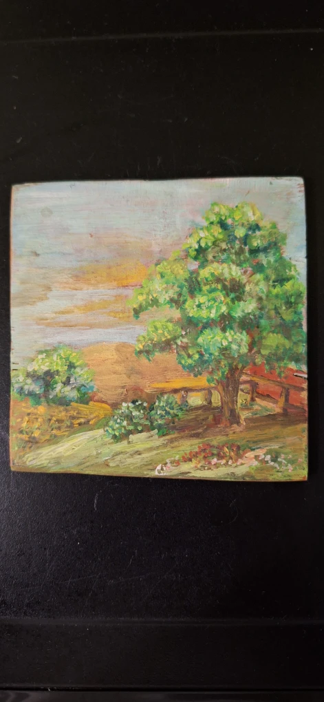 Small Hand-Painted Wooden Plaque
