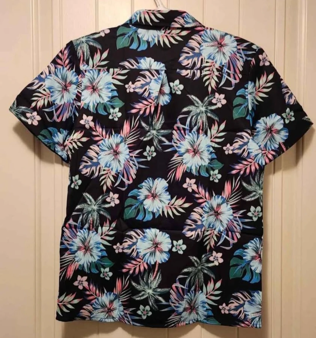 Black Floral Print Short-Sleeve Shirt 🏈 - photo 2