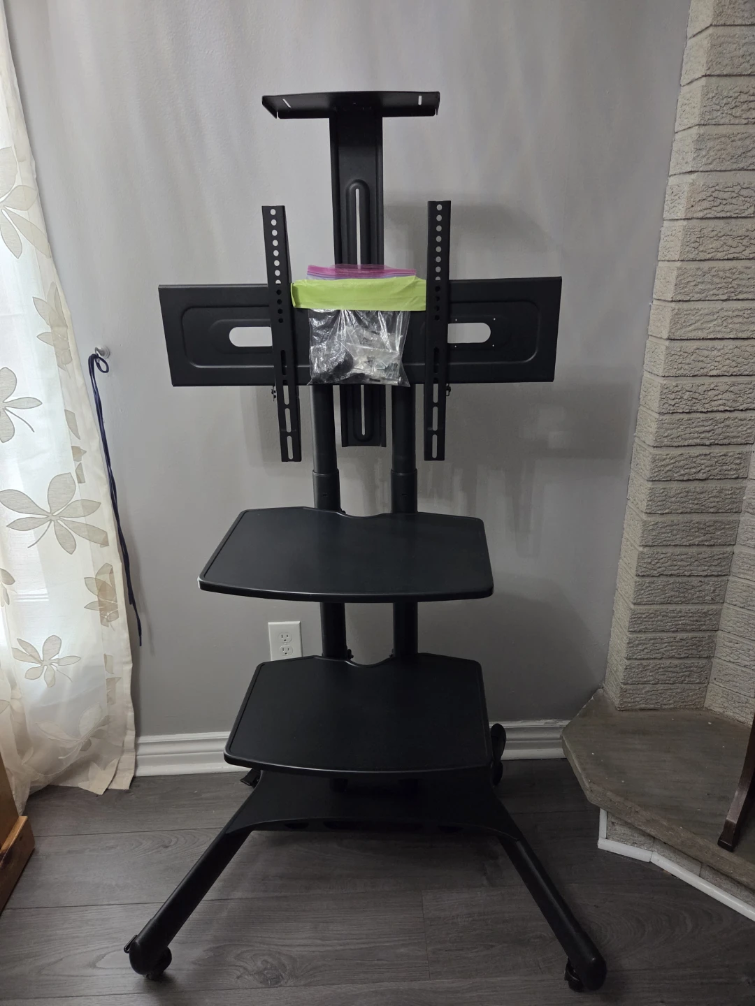 Mobile TV Stand with Shelves