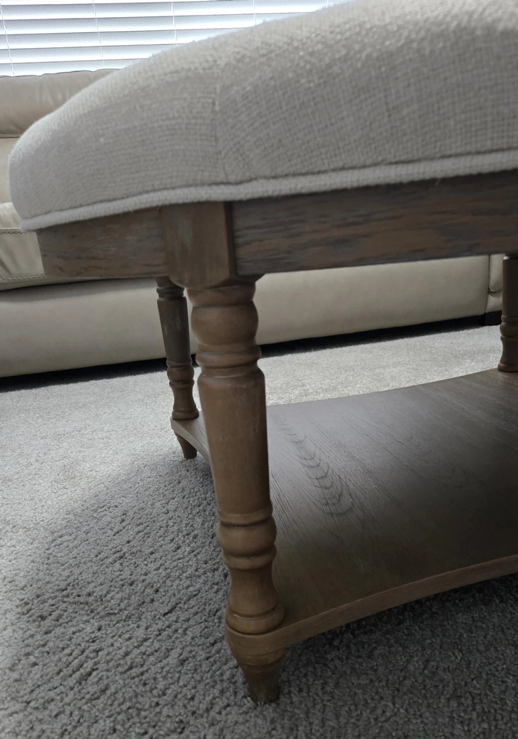 Tufted Round Fabric Ottoman - photo 2