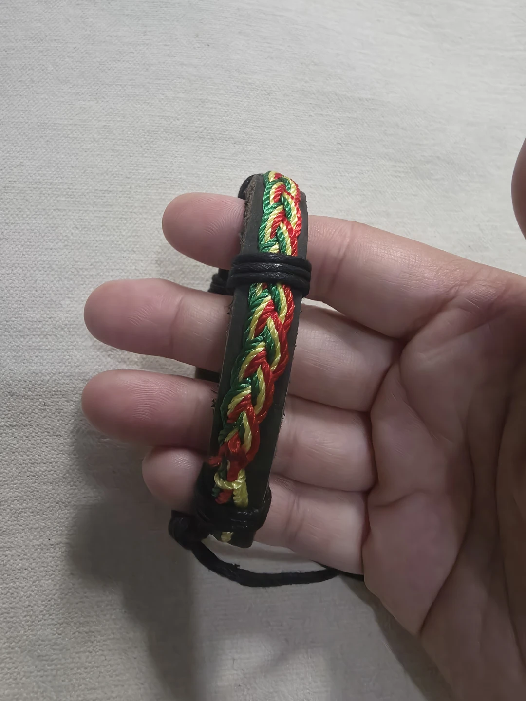 Braided Colored String over Leather Bracelet 🏈