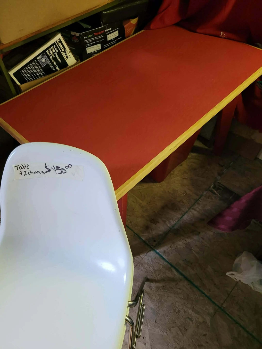 Red Table and 2 White Chairs Set