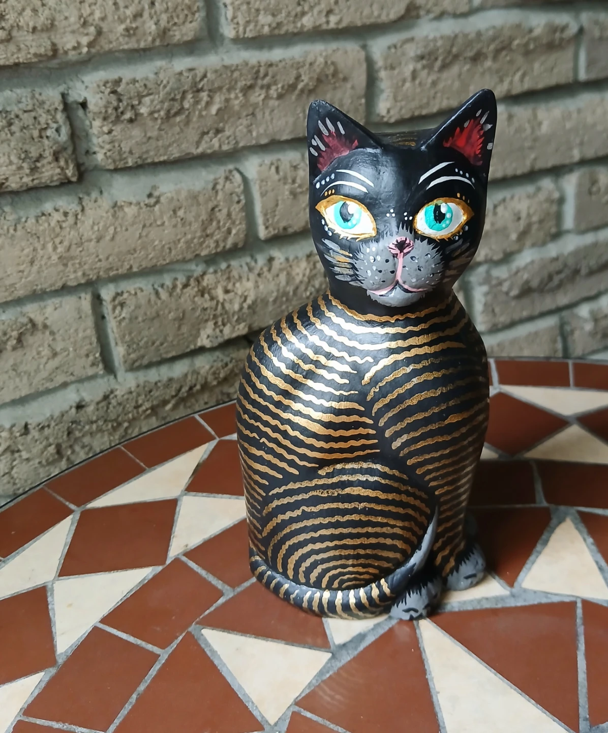 Wooden Cat Figurine