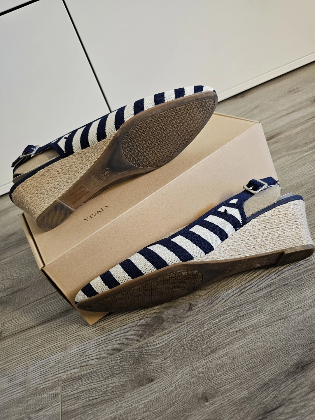 VIVAIA Tamia Slingback Wedges Navy Stripe - photo 3