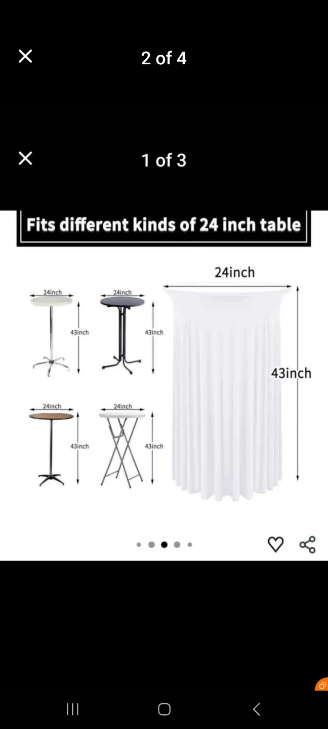 Set of 8 White Spandex Cocktail Table Covers