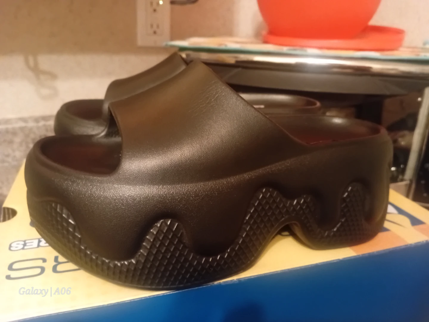 Black Platform Slide Sandals