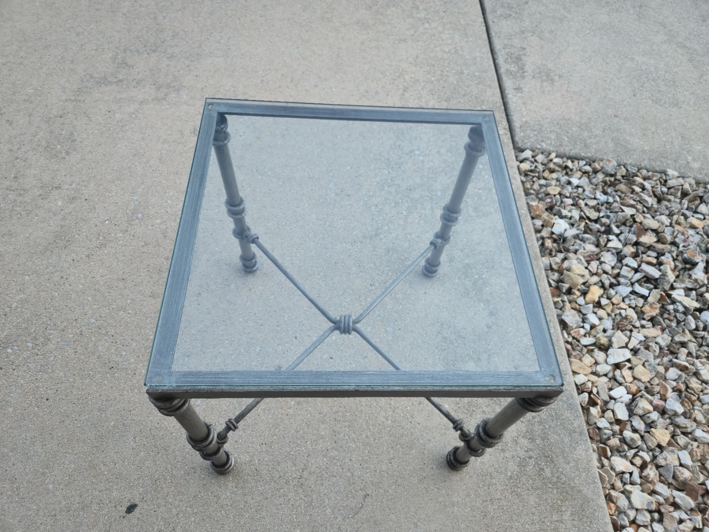 Decorative Metal & Glass End Table – Wrought Iron Style