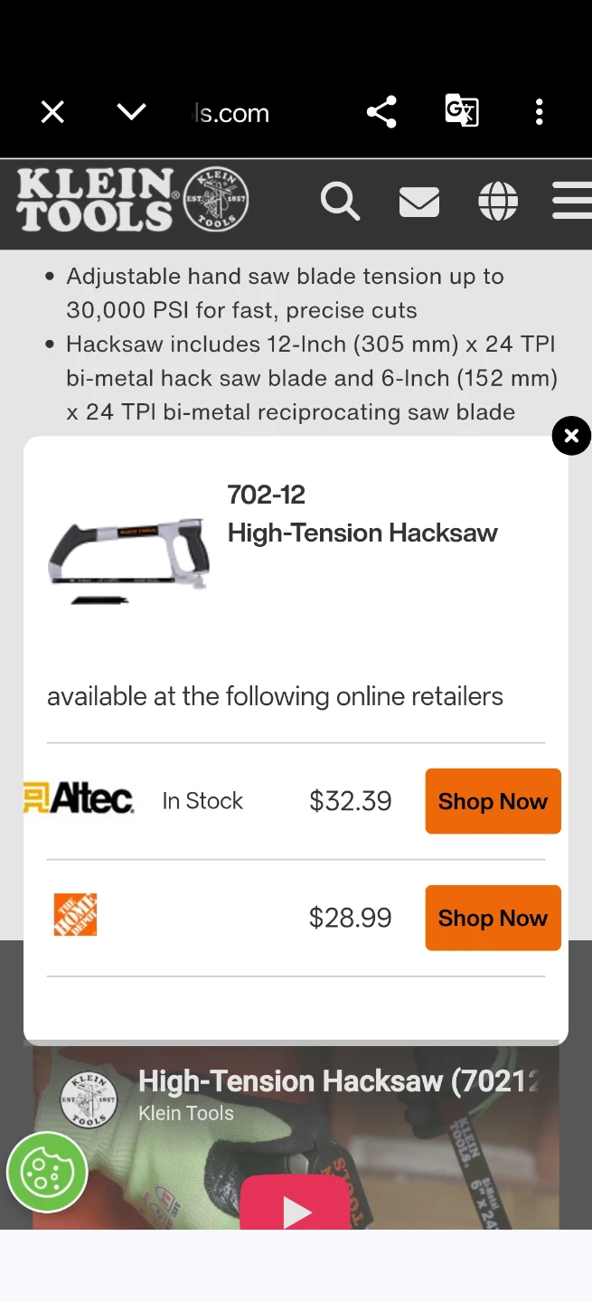 Klein Tools 702-12 High-Tension Hacksaw