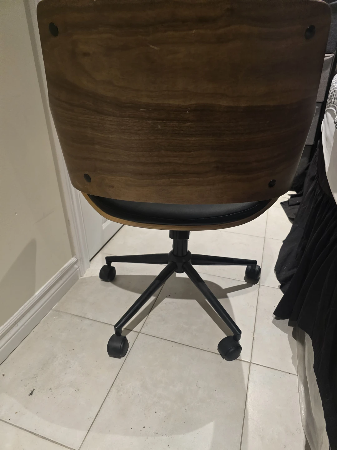 Mid-Century Modern Walnut & Black Office Chair - photo 5