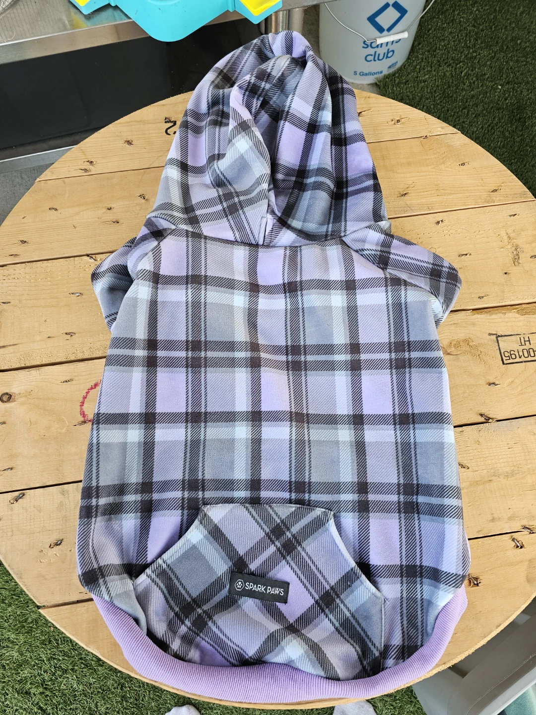 Spark Paws Plaid Dog Hoodie Purple 3XL