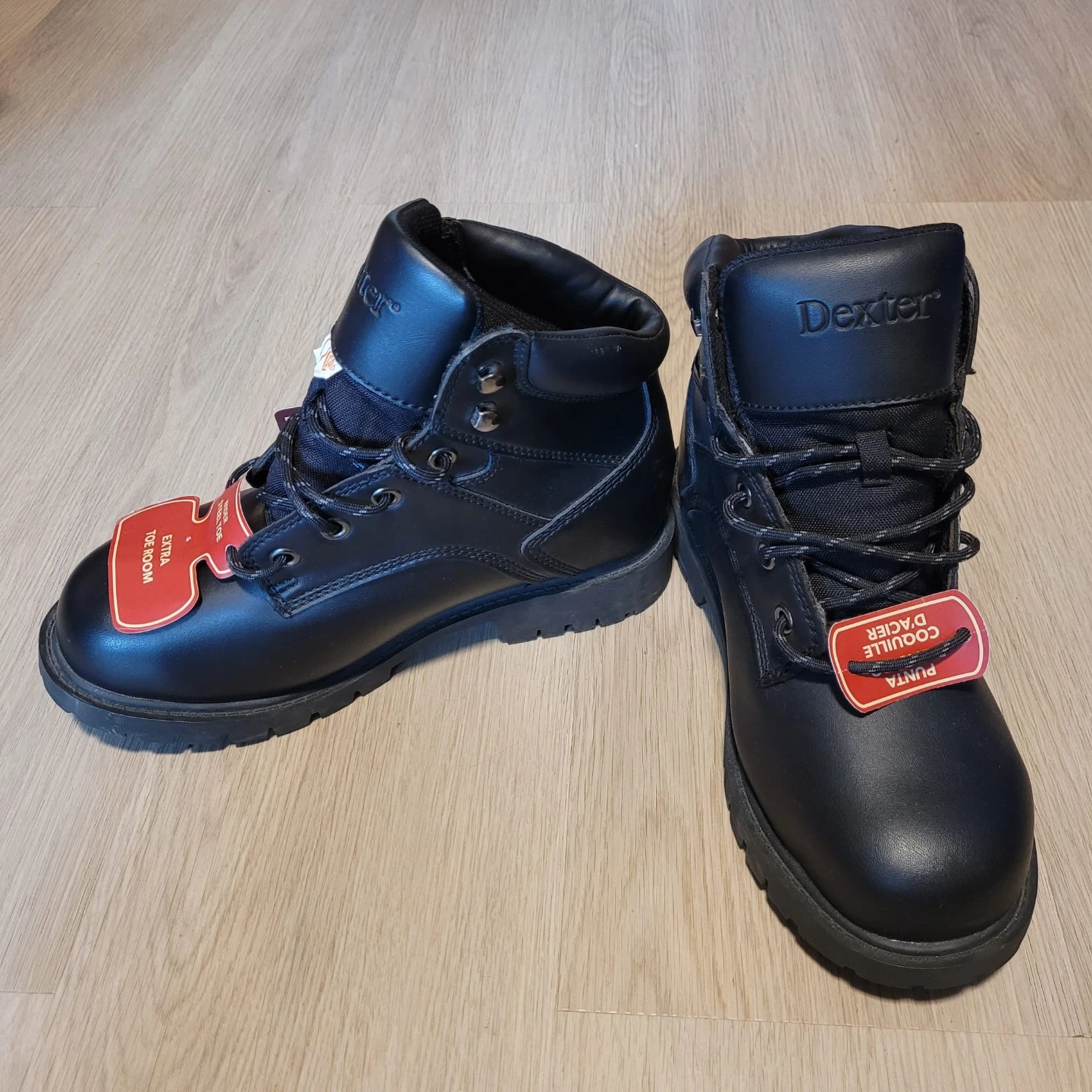 Size 7- Dexter Men's Steel Toe Work Boots Black - photo 2