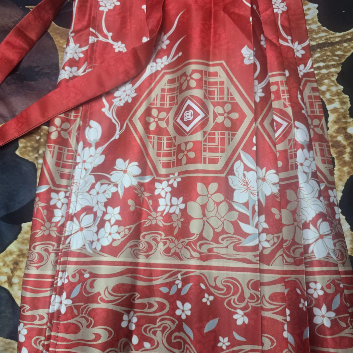 Red Floral Pattern Wrap Skirt - photo 4