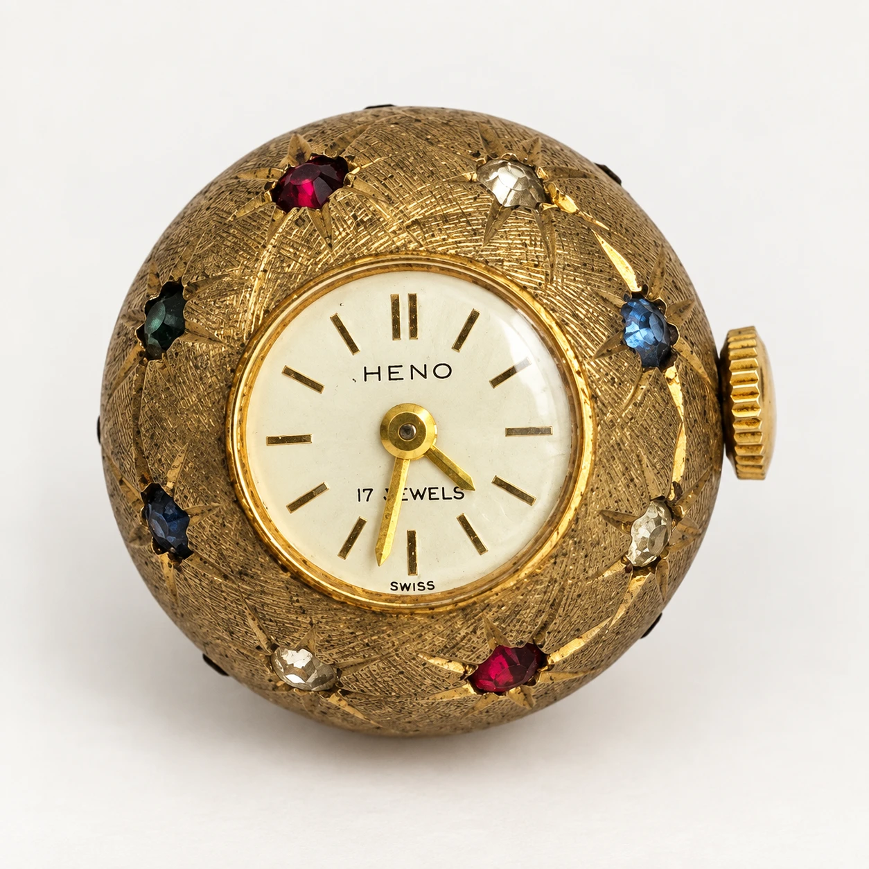 Vintage 1960s HENO Swiss 17J Mechanical Orb Ball Pendant Watch - photo 3