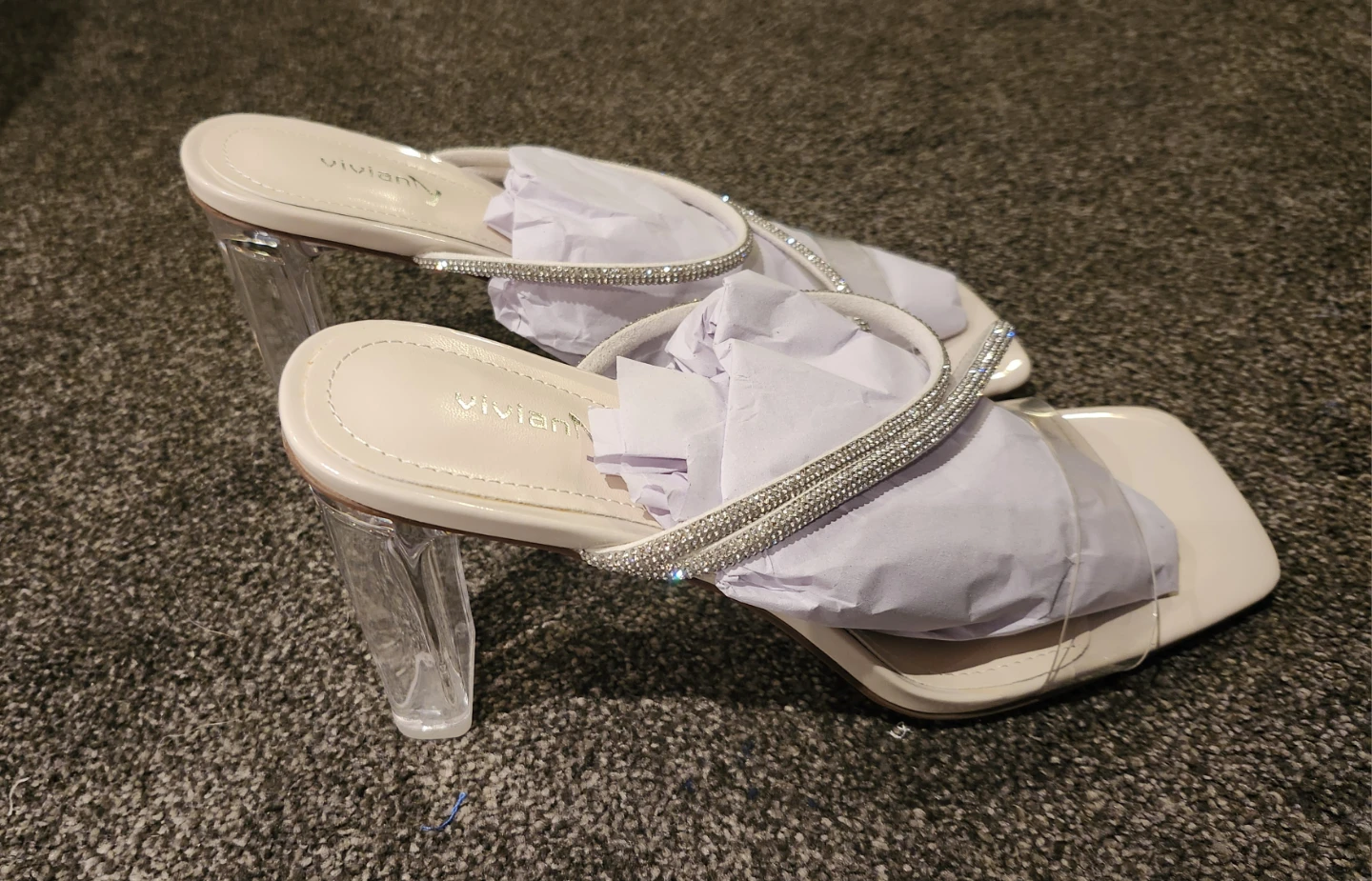 Vivianly Crystal Strappy Heeled Mules 🏈 - photo 4