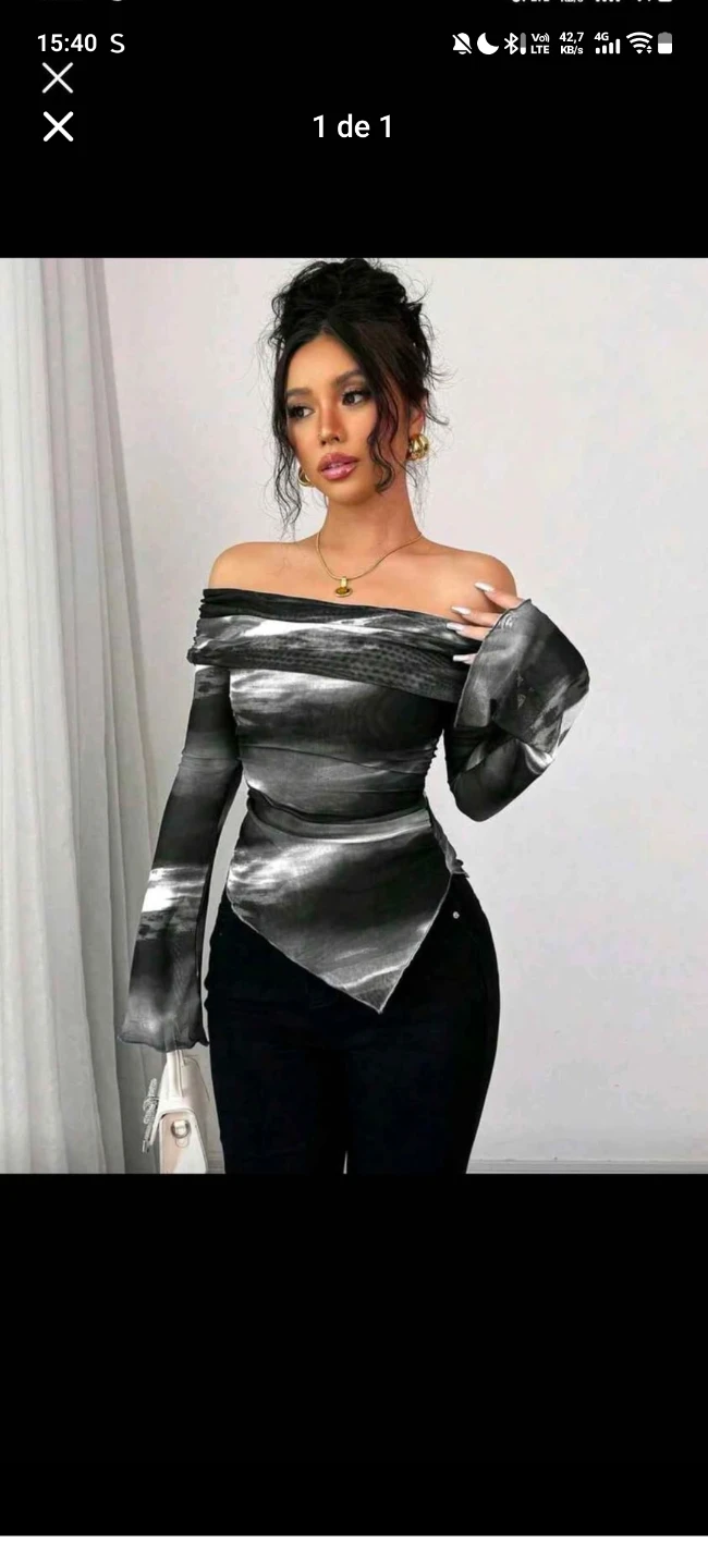 Off-Shoulder Tie-Dye Long Sleeve Top