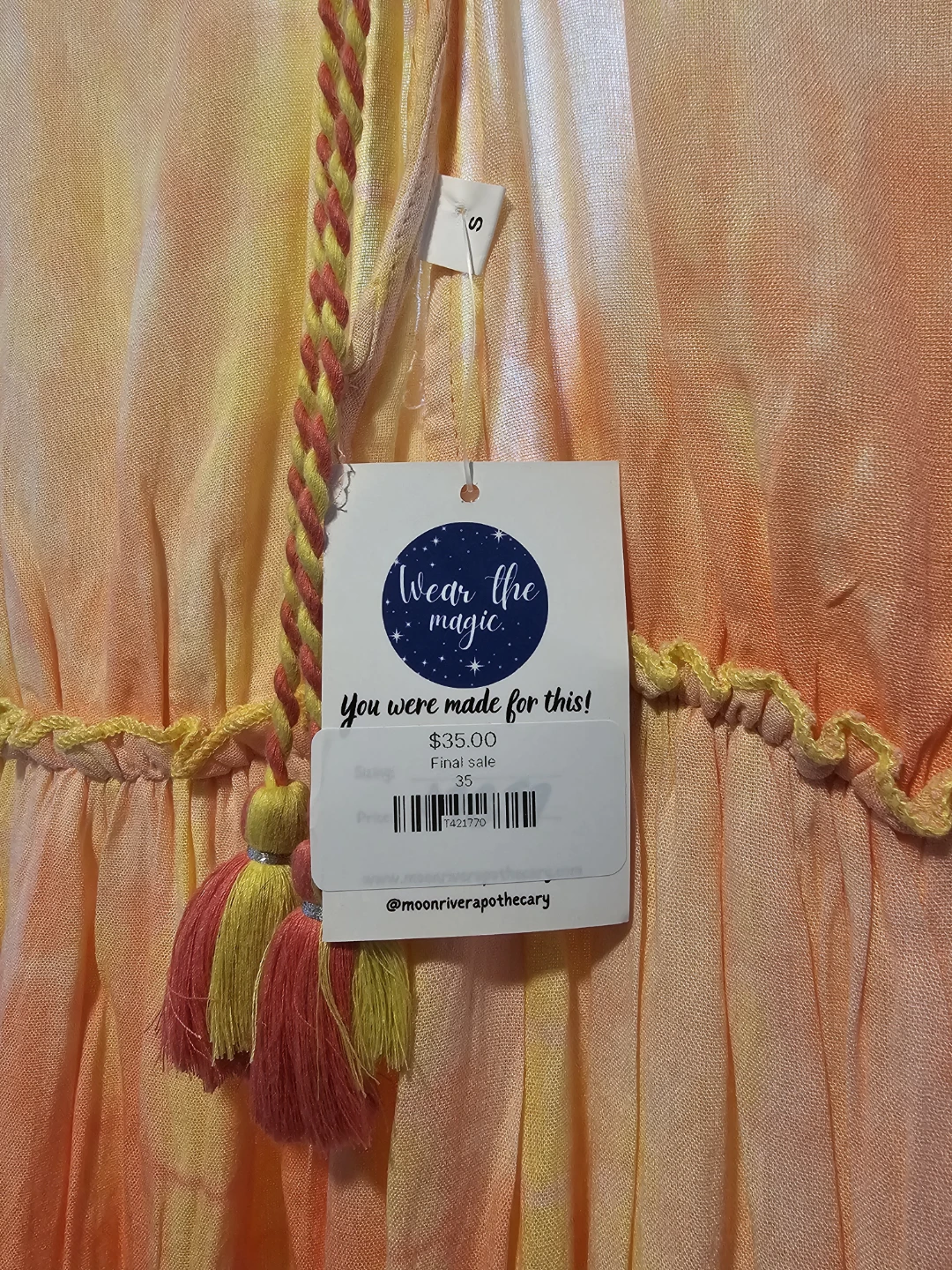 Moon River Orange Tie-Dye Dress Size Small - photo 4
