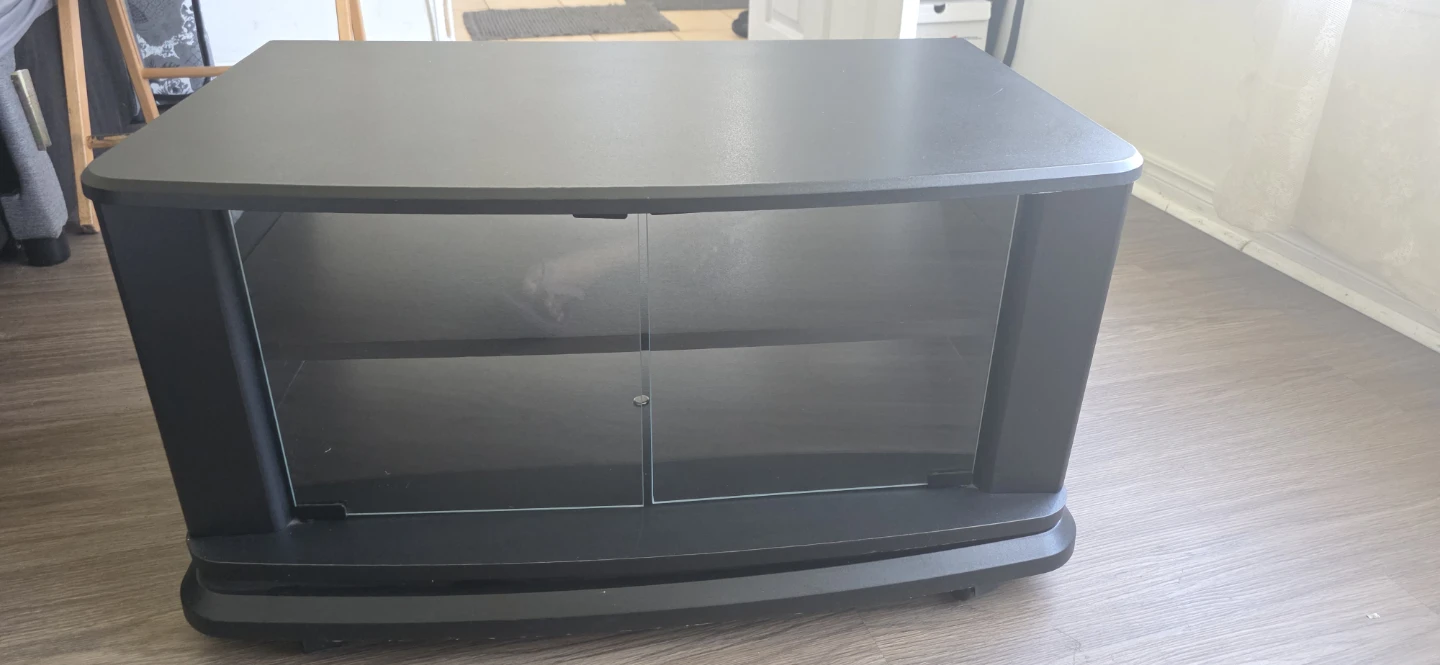 Black TV Stand with Glass Doors - photo 4