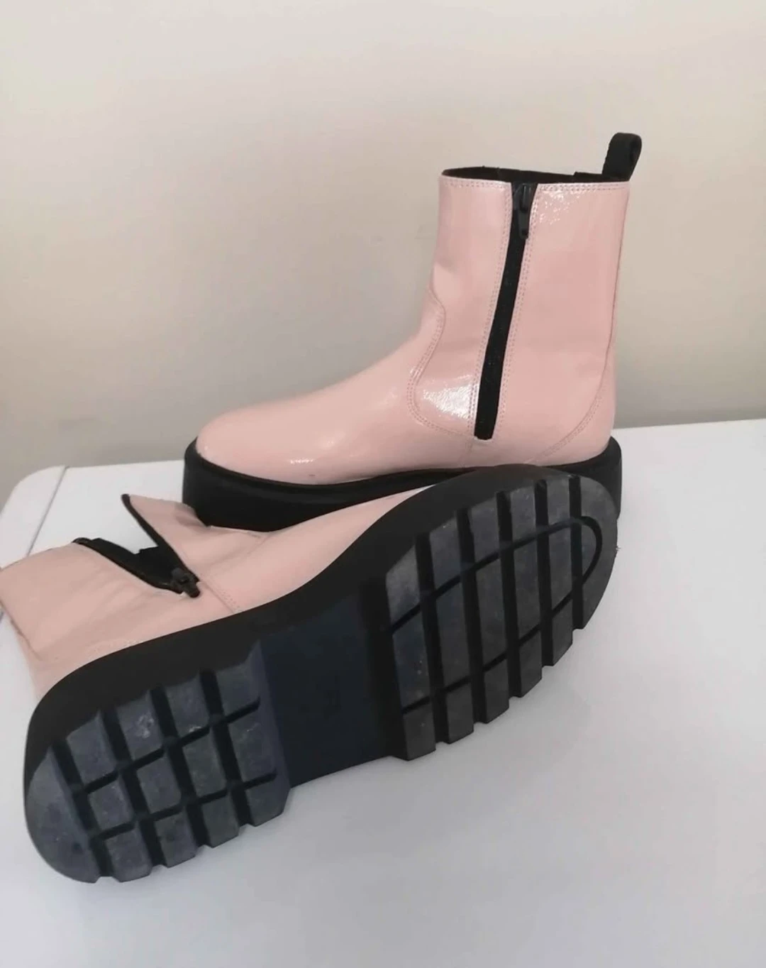 Zara Pink Patent Chunky Boots - Size 7 - 7.5 - photo 4