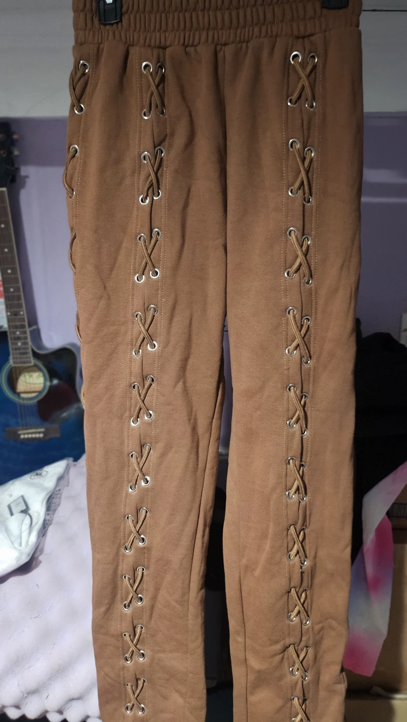 J Luxe Brown Laced Jogger Pants - photo 2