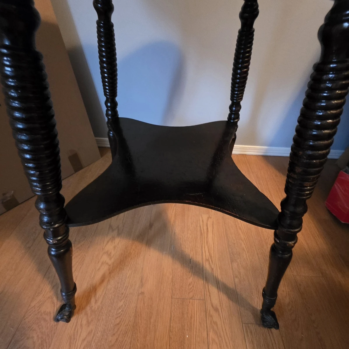 Antique Victorian Tiger Oak Table – Glass Ball & Claw Feet - photo 5