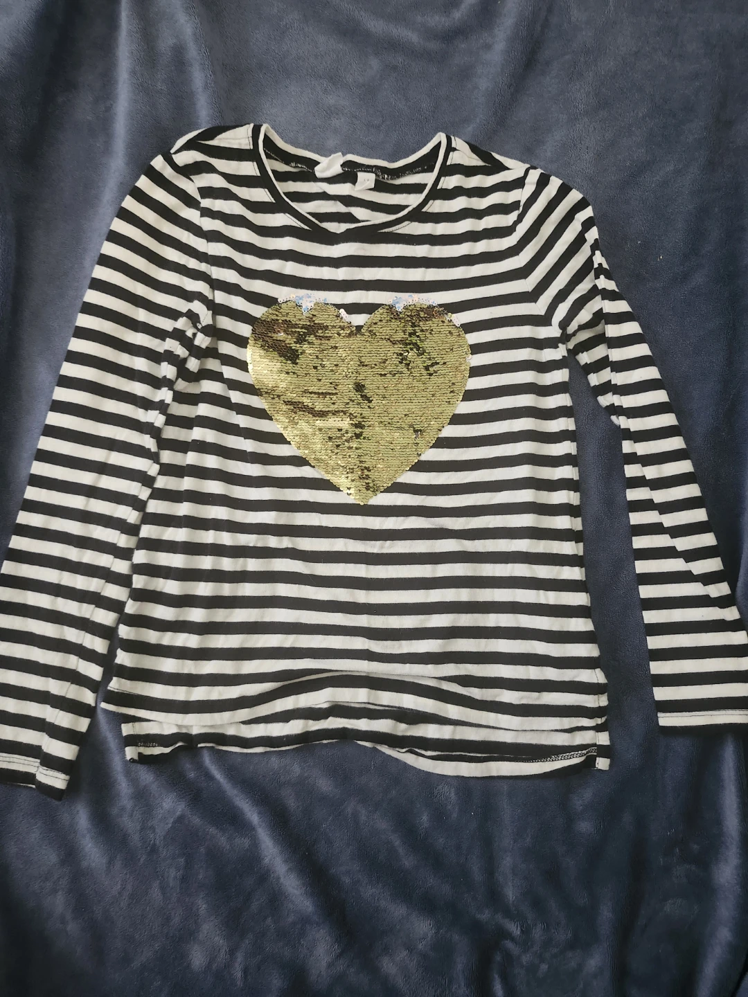 Gap Kids Striped Sequin Heart Long Sleeve Top - photo 2