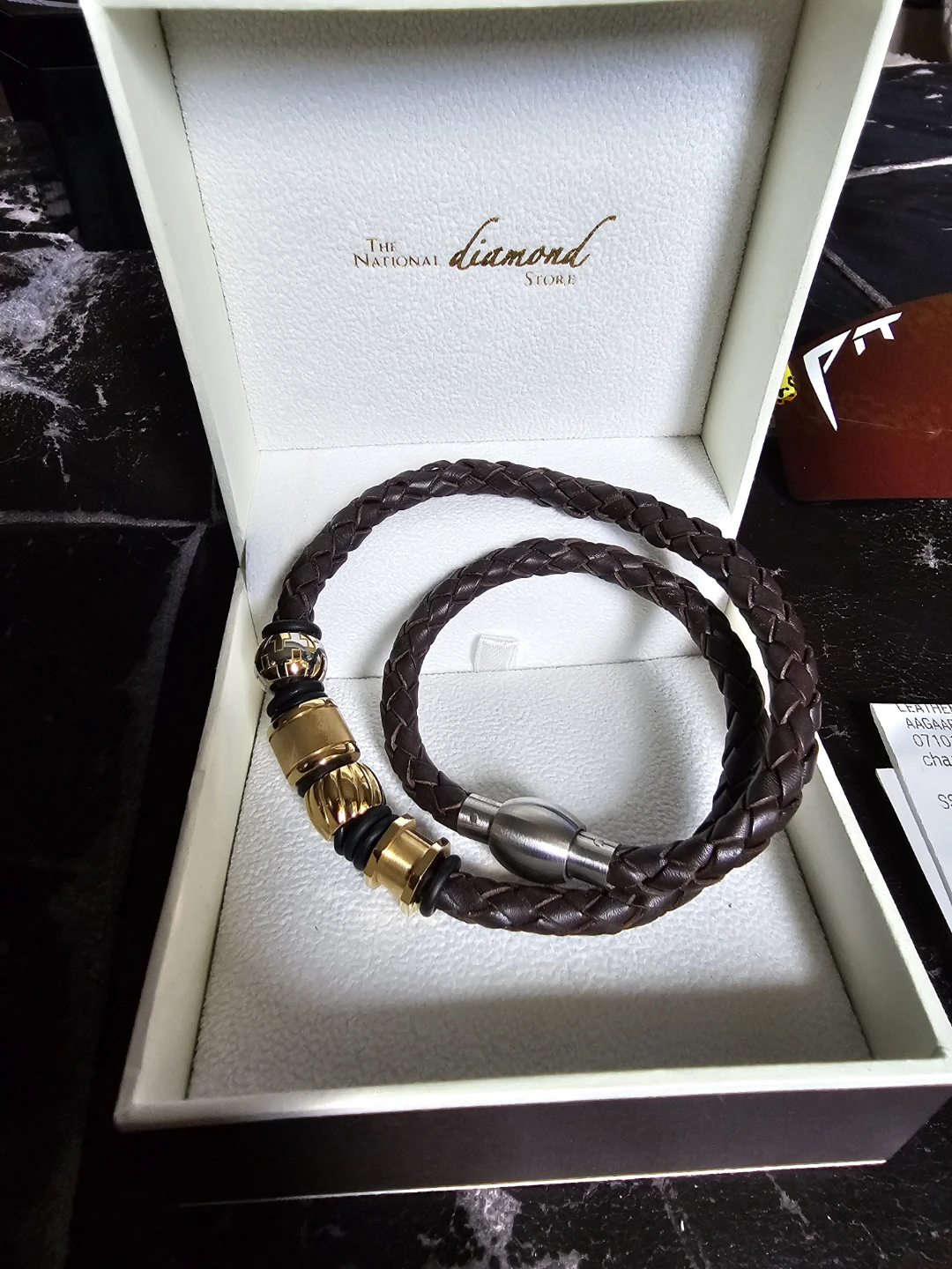 Aagaard leather steel bracelet