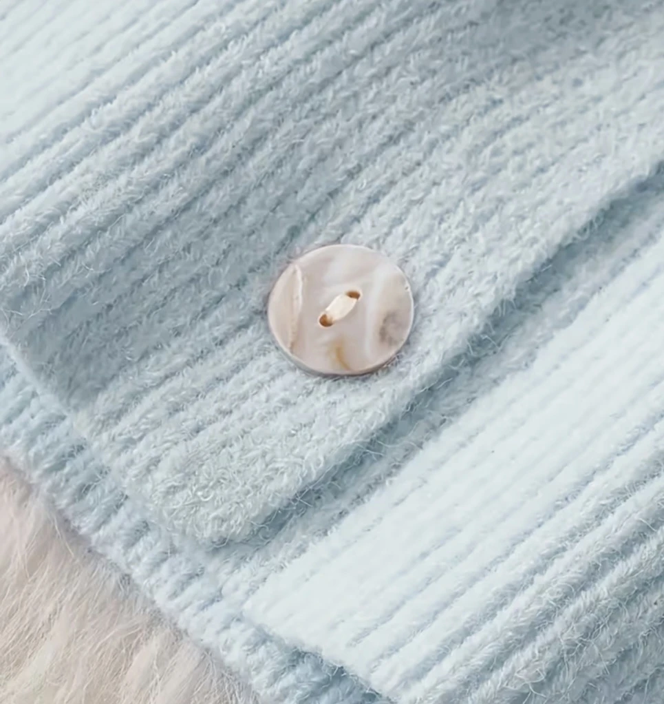 Two-Tone Pastel Button-Down Knit Hoodie - photo 5