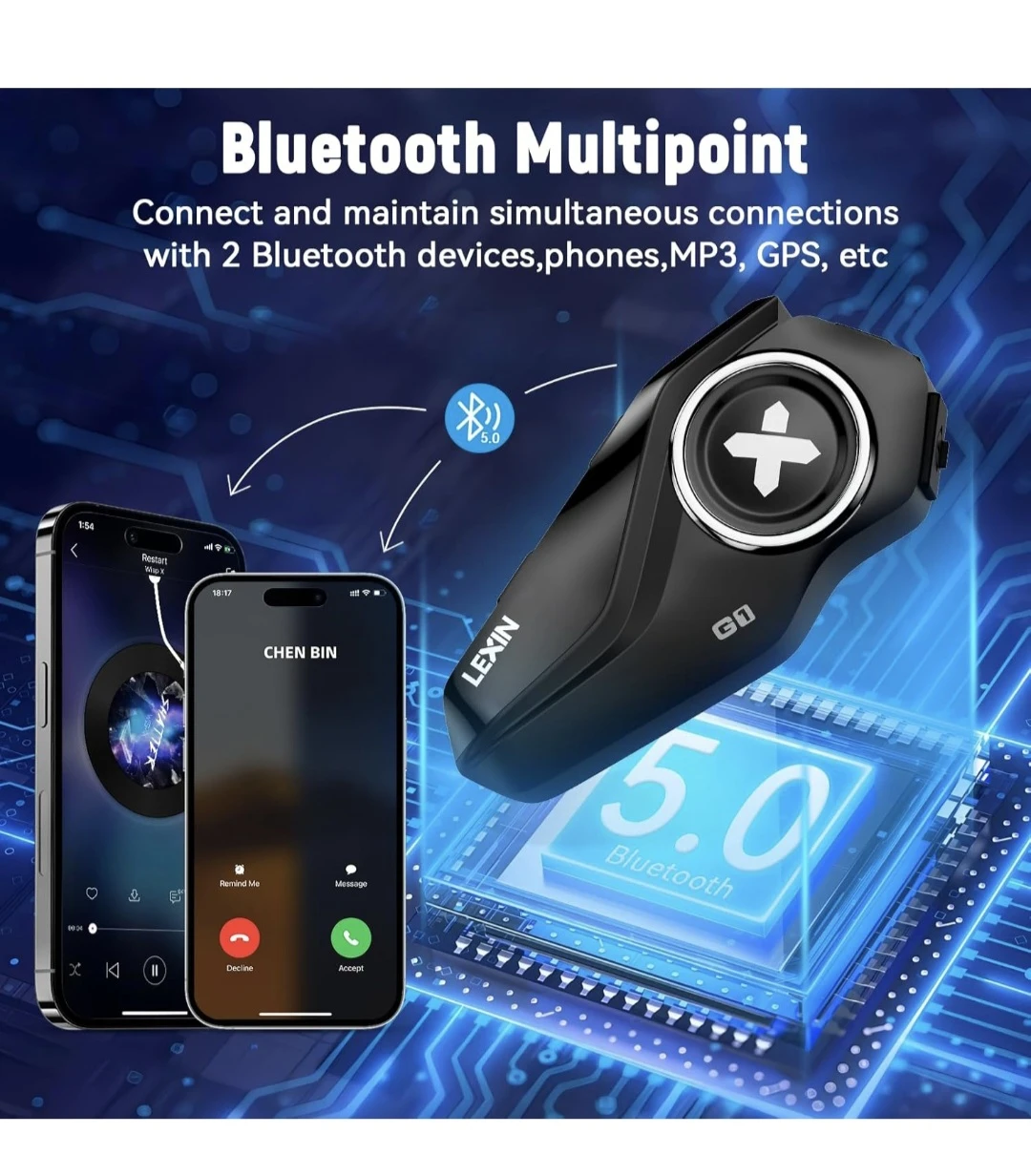 LEXIN G1 Motorcycle Bluetooth Headset, - photo 4