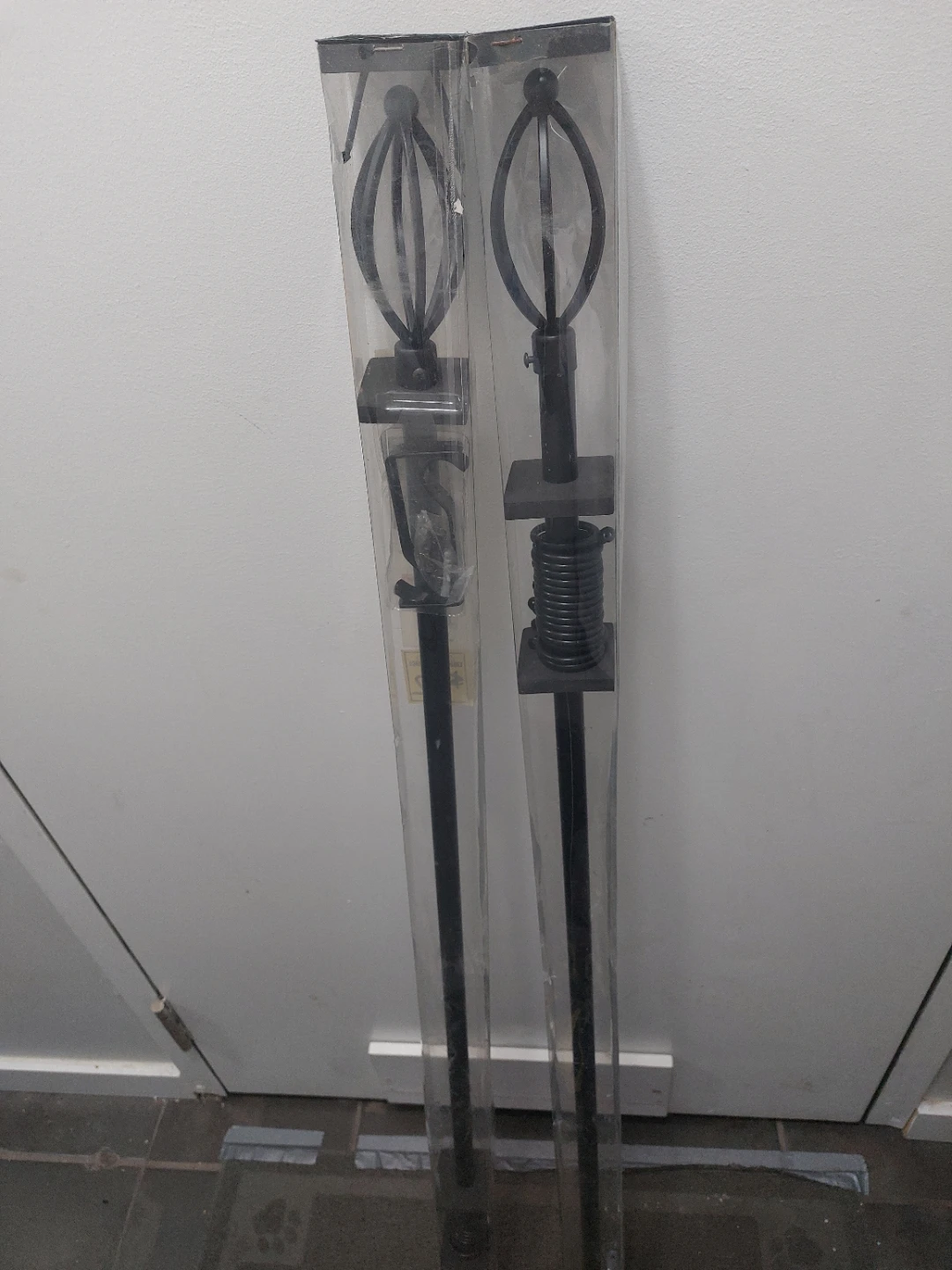 2x Black Curtain Rods with Finials