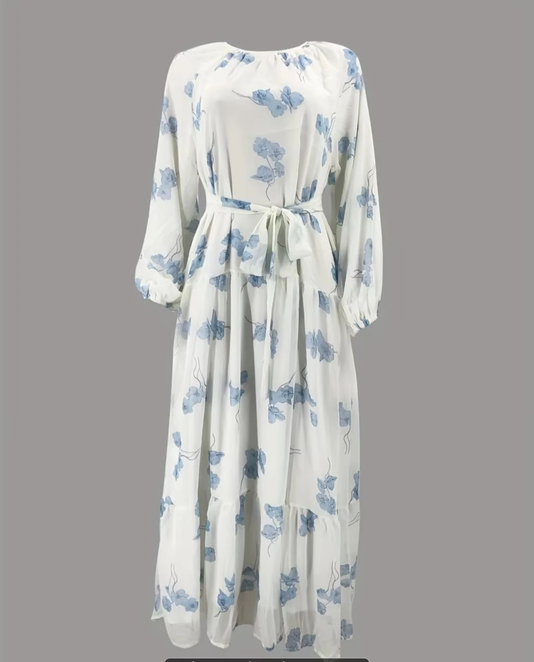 White and Blue Floral Maxi Dress - photo 2