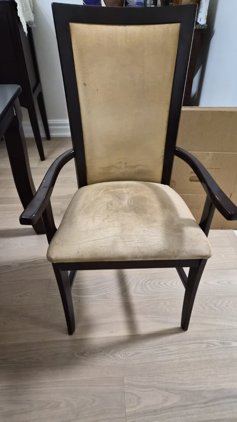 Dining Chairs (Set of 8) - Dark Wood with Beige Upholstery - photo 3