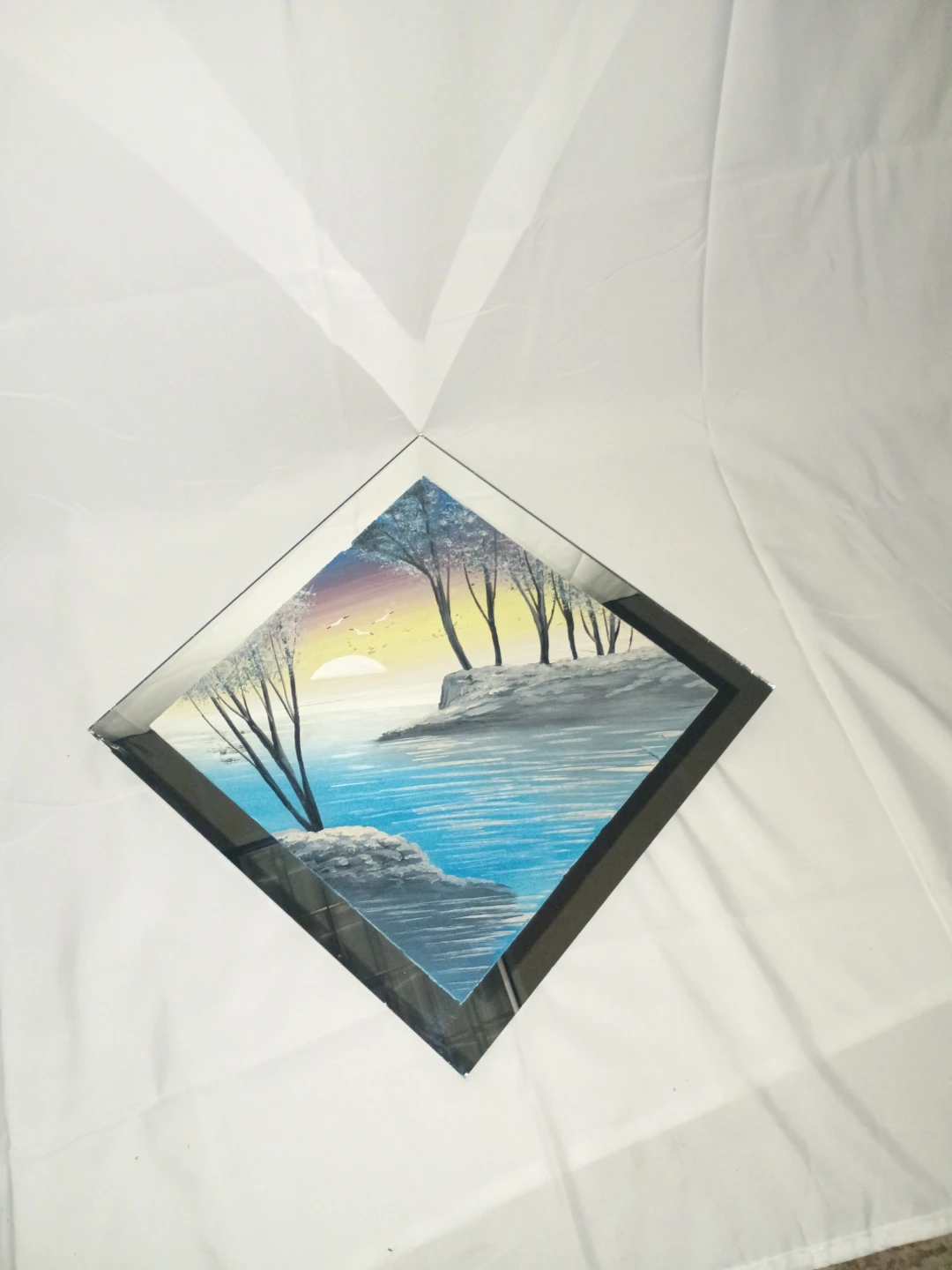 Vintage Framed Winter Landscape Mirror / Wall Art