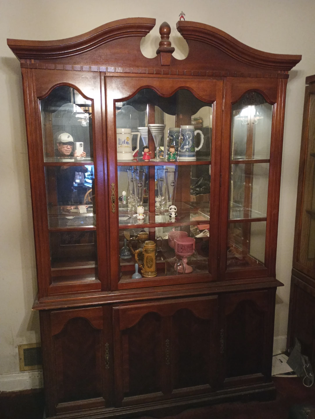 Traditional Cherry Wood China Cabinet