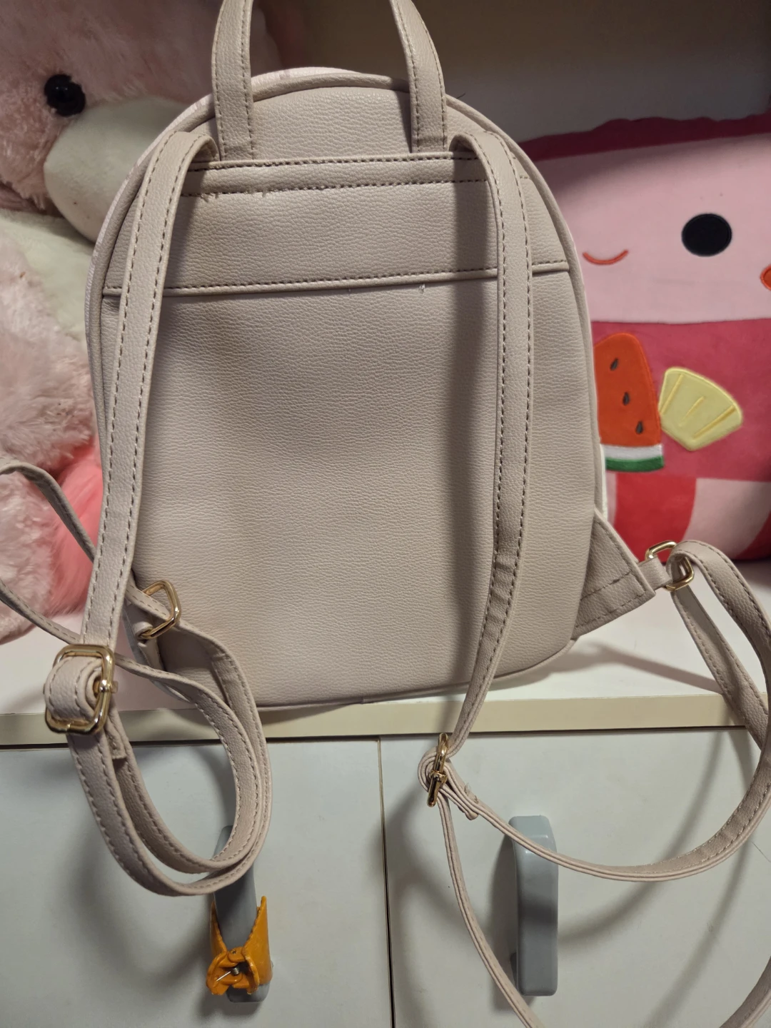 Pink and White Patterned Mini Backpack - photo 2