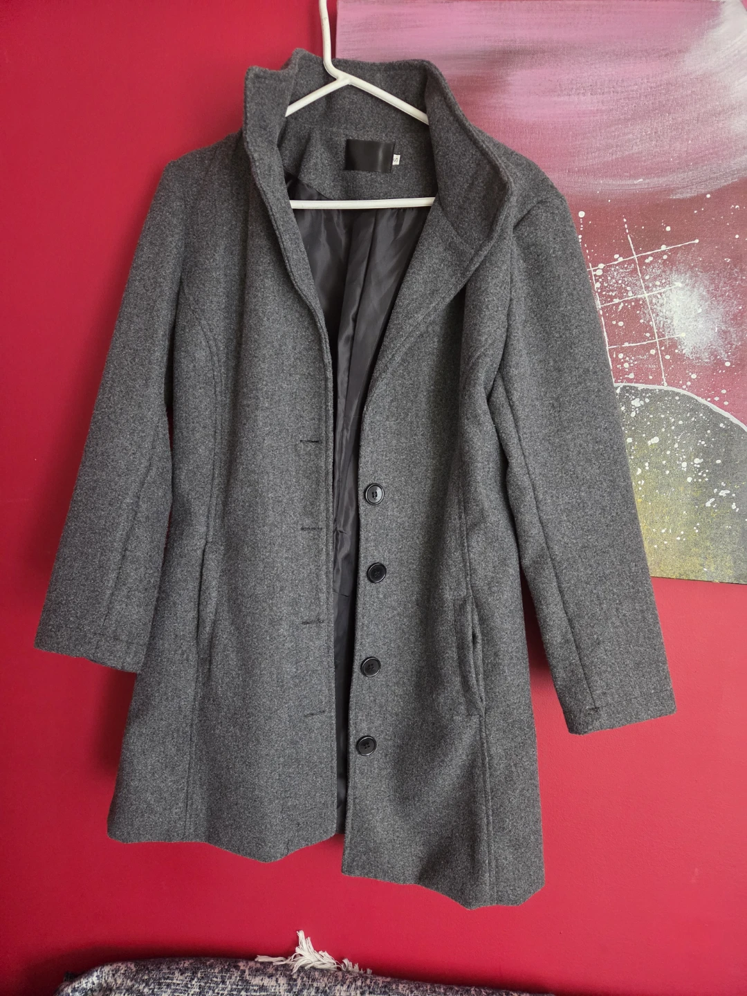 Grey Wool-Blend Coat