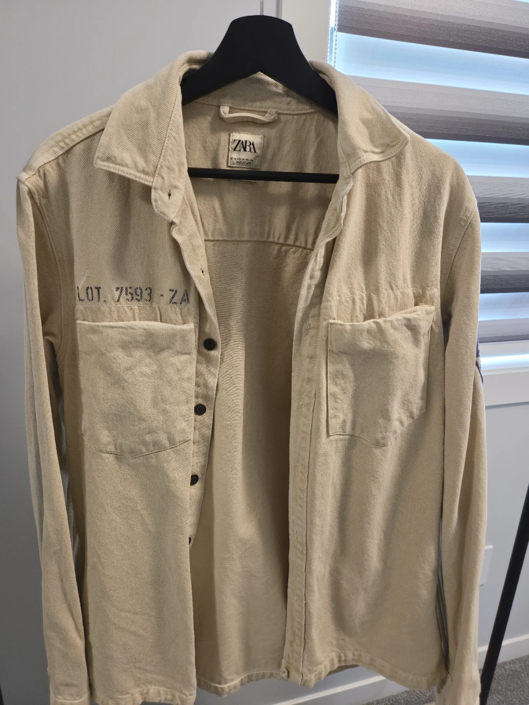Zara Beige Denim Shirt Jacket
