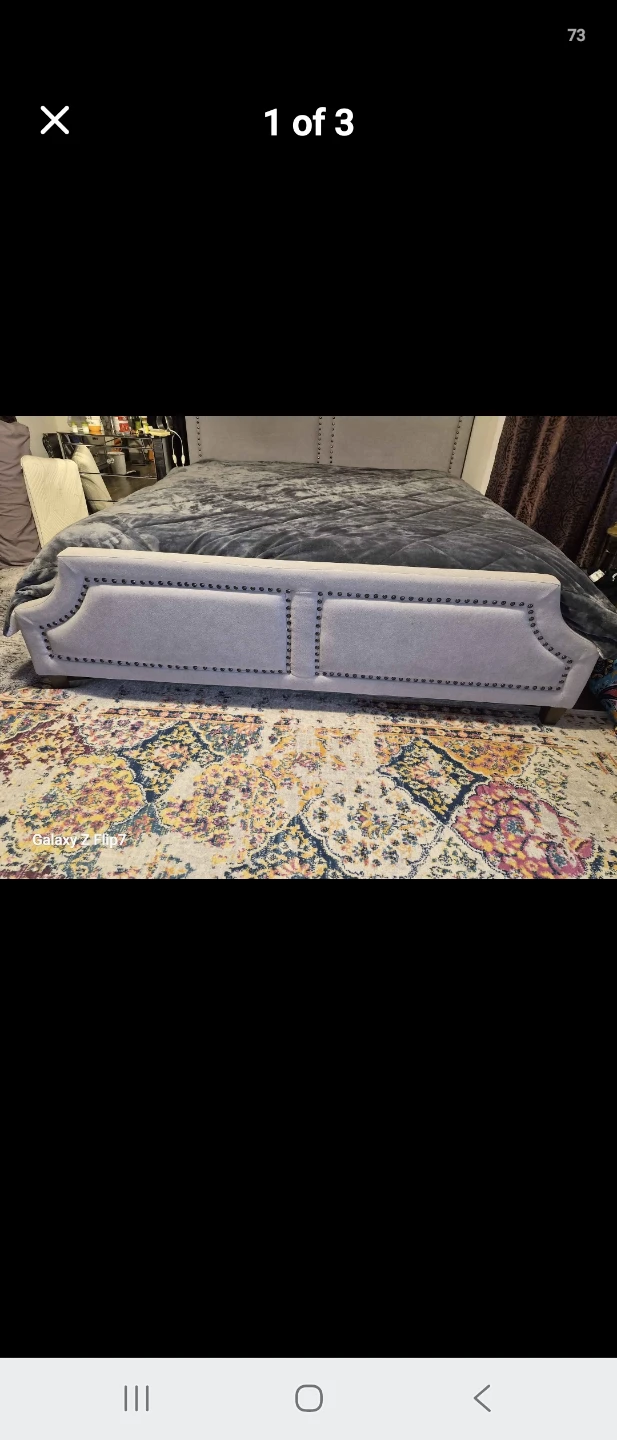 Upholstered king  Bed Frame with Nailhead Trim - photo 3
