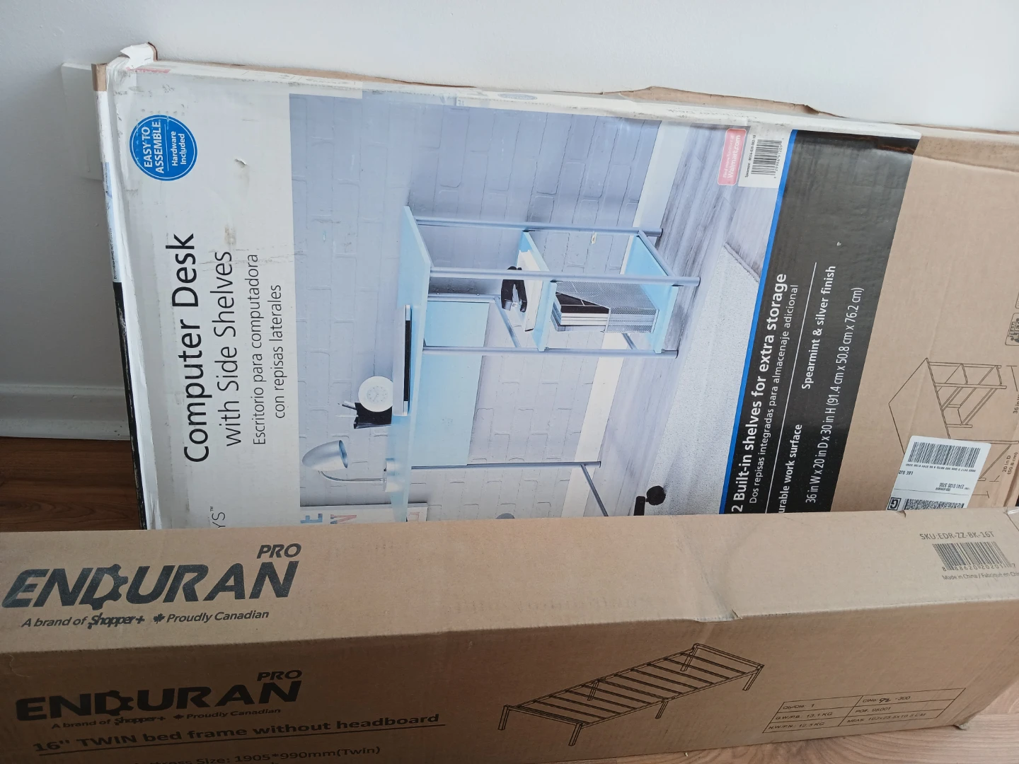 Twin metal bedframe, desk, moonchairs