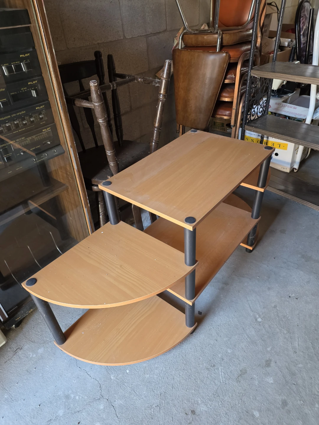 Multi-tier Wood and Metal Media Stand