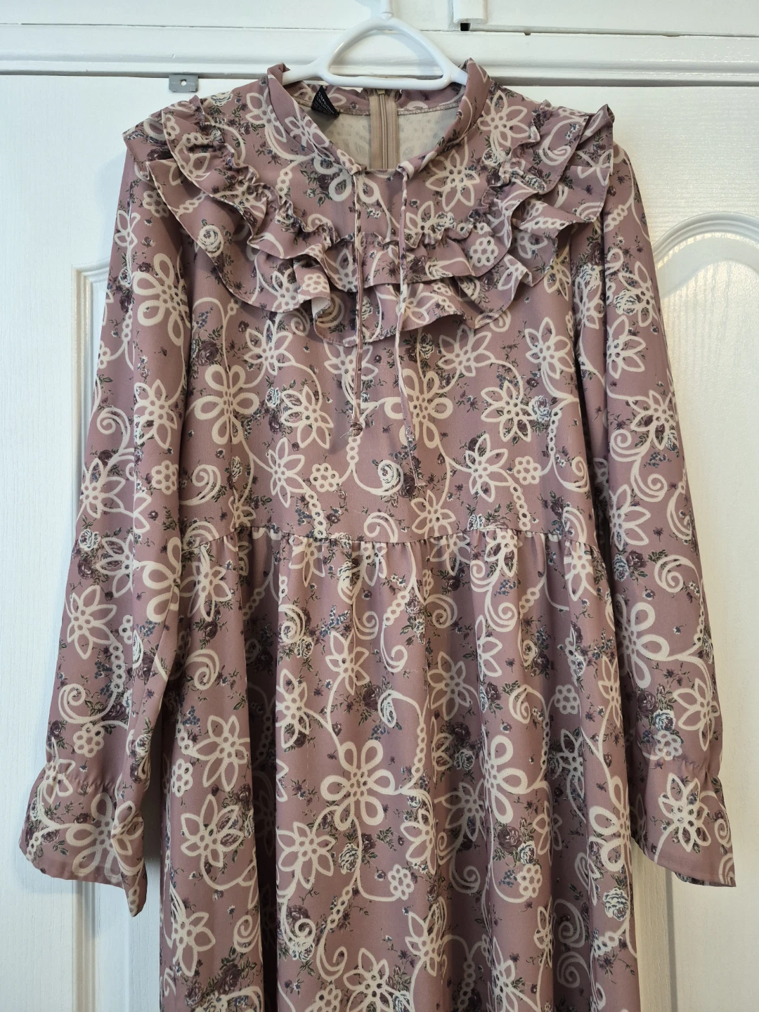Turkish Modest Floral Maxi Dress Ruffle Collar (Large) - photo 3