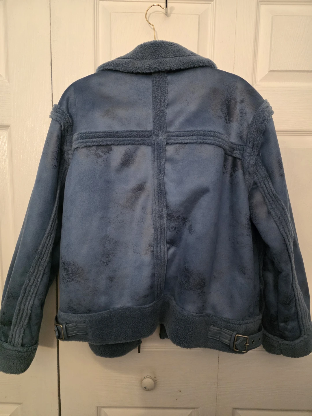 Blue Faux Shearling Aviator Jacket - photo 2