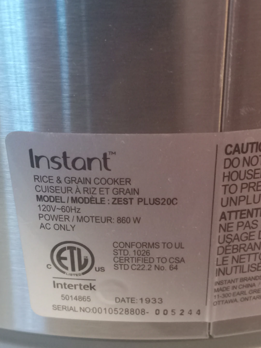 Instant Zest Plus Rice & Grain Cooker - photo 3