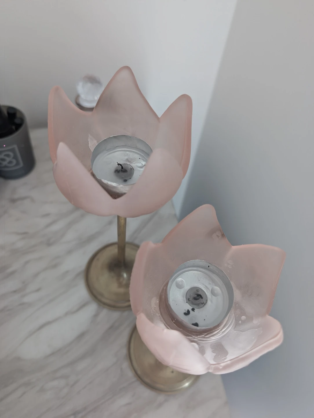 Vintage brass tulip candle holders - photo 3