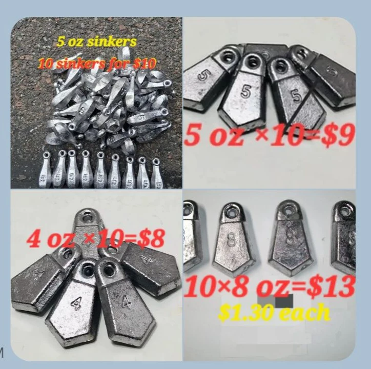 Fishing Sinkers - Various Weights and Sizes